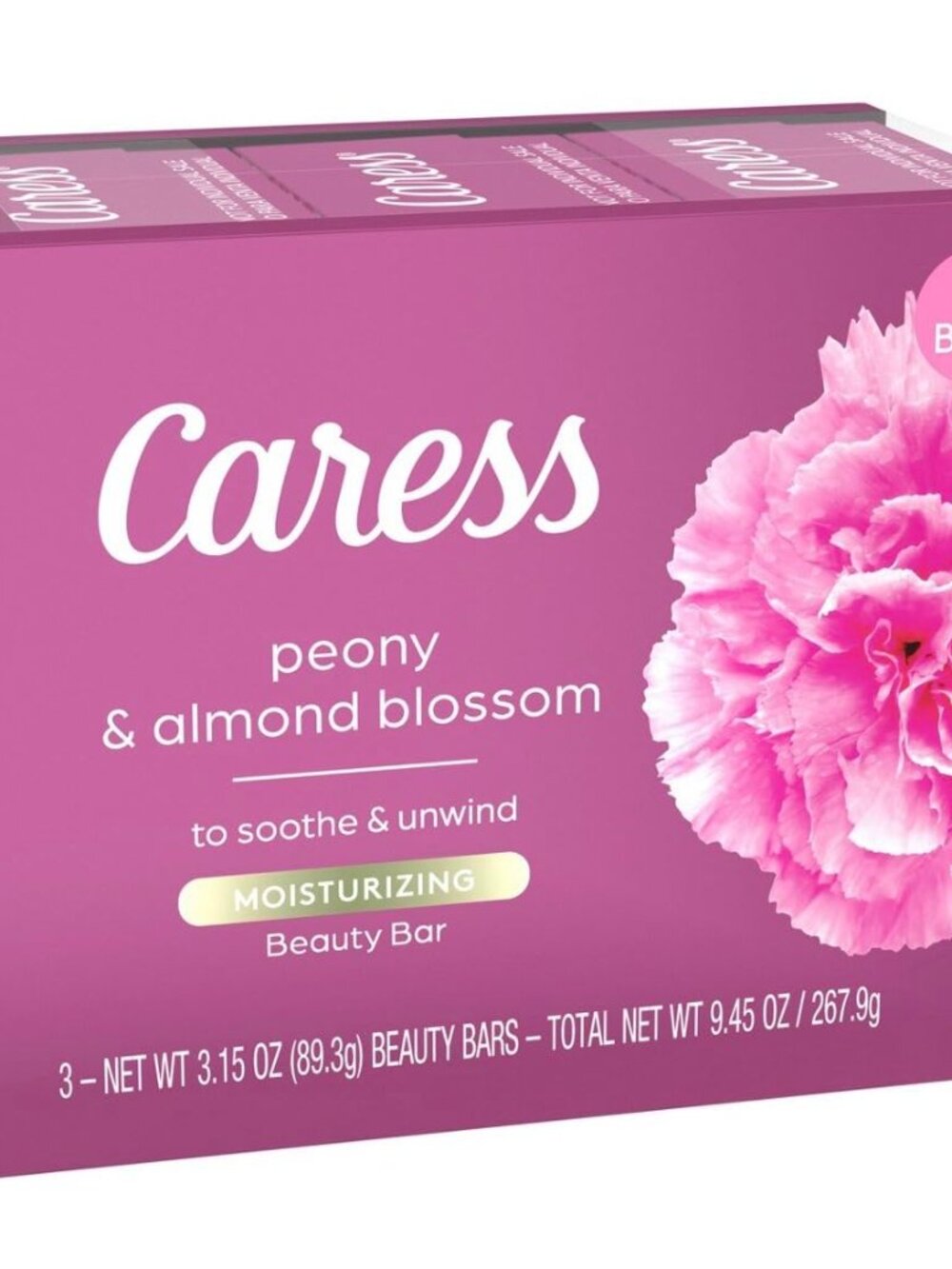 CARESS Peony & Almond Blossom Bar Soap 3 Bars 3.15 oz each